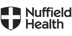 Node4's client Nuffield Health logo in black and white