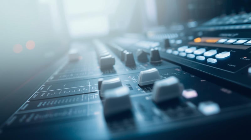 a music mixer with white overlay