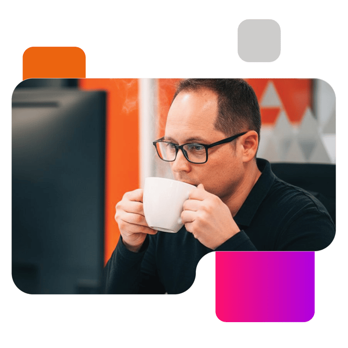 man drinking coffee